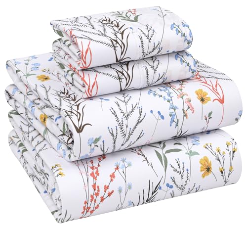 RUVANTI 100% Cotton Percale Sheets Queen Size, Aroma | Crisp Cooling for Hot Sleepers, Deep Pocket 16", Soft Breathable & Durable, Hotel-Style 4 Piece Set - color: Aroma, size: Queen