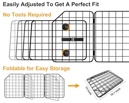 Dog Car Barrier for SUVs, Van, Vehicles, Adjustable Large Pet Barriers, Universal Fit Heavy-Duty Wire Mesh Dog Guard, Pet Divider Gate for Truck Cargo Area, Safety Car Divider, 61.9 Inches - size: 61.9 Inch