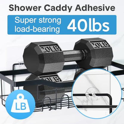 20 Pack Shower Caddy Adhesive Replacement, Strong Adhesive Hooks for Shower Caddy, Waterproof Shower Adhesive Strips, No Drilling,for Bathroom Storage Shelves and Kitchen Racks - color: Transparent-20 Pack