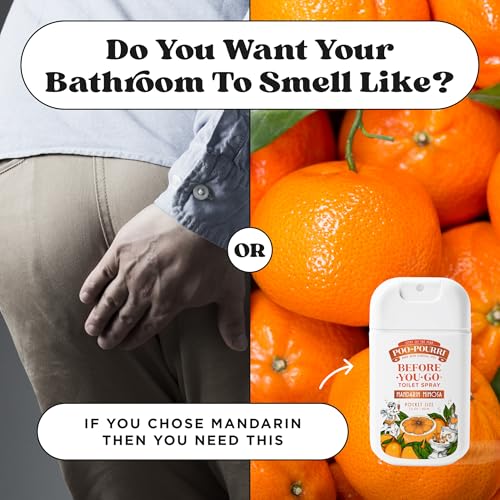 Poo-Pourri Before-You-Go Pocket Toilet Spray, Travel Essentials, Mandarin Mimosa, 1 Fl Oz, Up to 50 Uses, On-The-Go Bathroom Odor Deodorizer with Essential Oils, TSA Approved Size - size: 1 Ounce (Pack of 1), style: Mandarin Mimosa