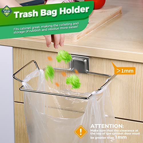 Trash Bag Holder,2 Pack | for Cabinet Door and Cupboards,Stainless Steel,Plastic Bag Holder Under Sink,Use for Kitchen,Bathroom,Camper - color: Silver