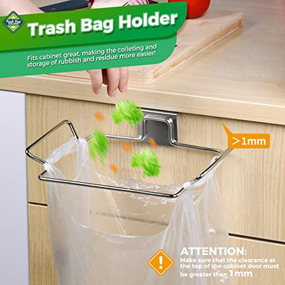 Trash Bag Holder,2 Pack | for Cabinet Door and Cupboards,Stainless Steel,Plastic Bag Holder Under Sink,Use for Kitchen,Bathroom,Camper - color: Silver