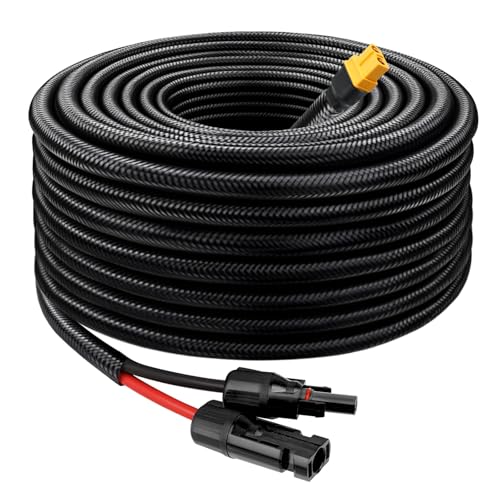 MOOKEERF Solar to XT60 Cable 10AWG 25FT Solar Connector to XT60 Adapter Cable for Solar Panel to Battery RV Portable Power Station Solar Generator - 25 Foot - size: 25FT