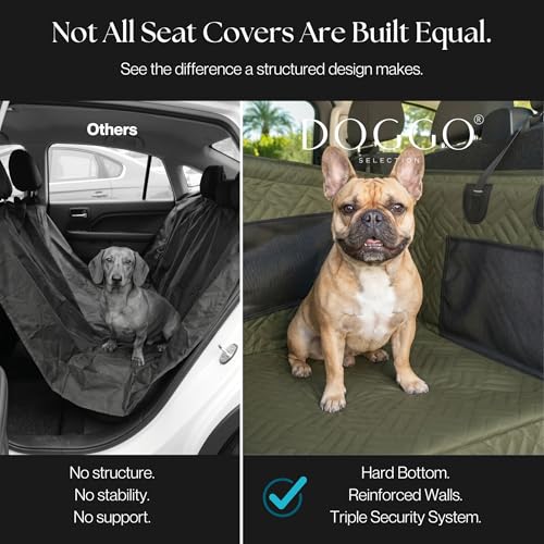 Dog Car Seat Cover with Hard Bottom – Back Seat Extender for Dogs Up to 35 lbs, Waterproof Non-Slip Hammock, Rigid Reinforced Base with Triple Security System, Storage Pockets, fits Cars SUVs Trucks - color: Green