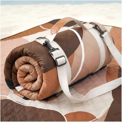 Genovega Waterproof Sandproof Beach Blanket Picnic Outdoor Camp Mat Rug Towel Family Trip Essentials Summer Vacation Must Have Travel Accessories Lake Day Stuff Thing Need Gear Gift Item Gadget - color: Wave Brown