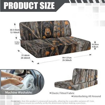Bear Branch Pattern 3 Pcs RV Dinette Cushion Covers Breathable RV Couch Cover Elastic Loveseat Sofa Chair Cover Pillow Case Furniture Protector for RV Camper Car Bench - color: Bear Branch
