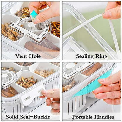 2Pack Divided Food Serving Tray with Lids Stackable Snackle Box for Candy Nuts Spice Fruit&Veggie Container with 6 Small Dividers Plastic Storage Bins for Fridge Pantry Freezer - size: 2Pack with 12 dividers