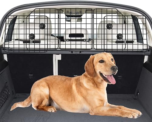 Dog Car Barrier for SUVs, Van, Vehicles, Adjustable Large Pet Barriers, Universal Fit Heavy-Duty Wire Mesh Dog Guard, Pet Divider Gate for Truck Cargo Area, Safety Car Divider, 61.9 Inches - size: 61.9 Inch