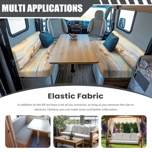 RV Dinette Cushion Covers, Beach Sea Starfish Camper Couch Cover for RV Camper Car Bench Stretchable RV Dinette Seat Covers, Elastic Camper Cushion Slipcovers - color: Beach Sea Starfish