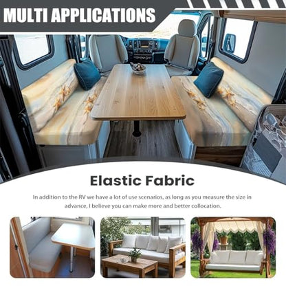 RV Dinette Cushion Covers, Beach Sea Starfish Camper Couch Cover for RV Camper Car Bench Stretchable RV Dinette Seat Covers, Elastic Camper Cushion Slipcovers - color: Beach Sea Starfish