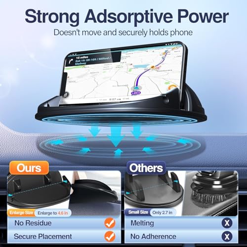 Loncaster 2 Pack Dashboard Car Phone Holder Mount, Universal Cell Phone Automobile Cradles Ultra Stable Slip Free Hands Free Car Accessories Compatible for iPhone, Most Smartphones and GPS - color: Black-2pack