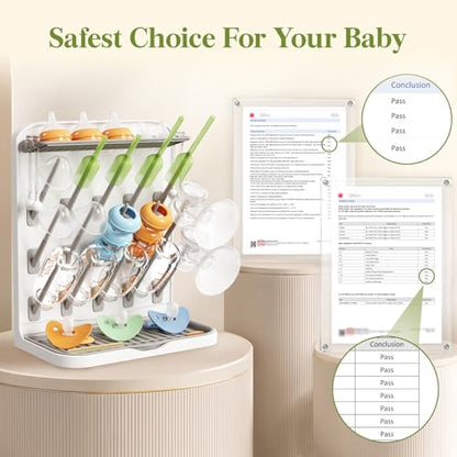 Lifewit Large Baby Bottle Drying Rack 15 Hooks, Newborn Essentials Must Haves, Bottle Storage Organizer for Countertop, Cabinet, Rack Dryer Holder for Pacifiers, Pump Parts, Baby Stuff - size: Large-15 Hooks, style: without Drain Mat