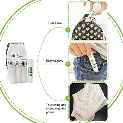 Compressed Towels 50 Pieces with 5 Carrying Cases | Cleaning Wipes Travel Reusable Face Towels Coin Tissues