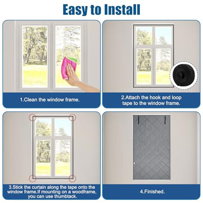Window Insulation for Summer Heat - 39*63in Black Out Window Cover, window ac insulation,rv window insulation,Soundproof Curtains, Oxford Cloth and Cotton Fiber Filled