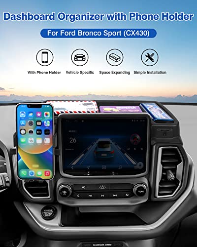 Autorder Phone Holder Mount for Jeep Grand Cherokee 2022 2023 2024 2025/Grand Cherokee L 2021 2022 2023 Center Console Dashboard Organizer with Phone Stand with Anti-Slip Mat - color: 2022-2025 Jeep Grand Cherokee