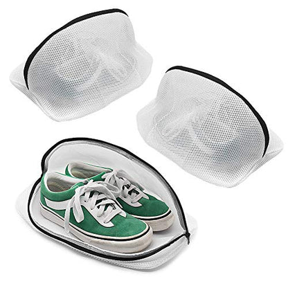 Tenn Well Shoe Washing Machine Bags, 3PCS Mesh Laundry Bags for Shoes, Sneakers, Trainers, Tennis Shoes, Slippers, Fit up to Men’s Size 12 - color: White, size: 8.7"x8.7"x15"