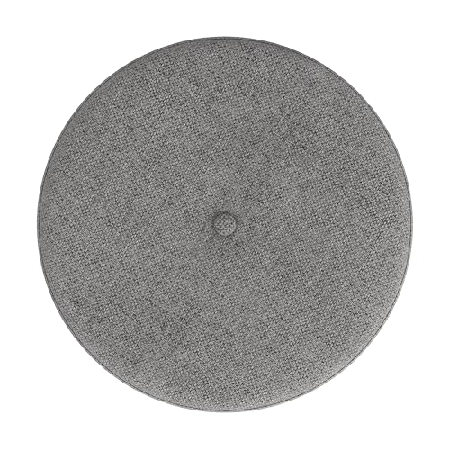 HomePop 18.5" Round Storage Ottoman with Nailheads - Grey Woven - color: Grey Woven
