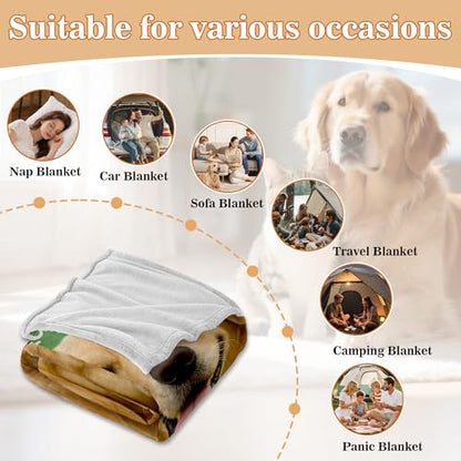 Custom Dog Portrait Blankets with Pictures, Personalized Pet Face Blanket Throws with Photo Name, Customized Puppy Blanket for Pet Lovers Owners Dad Mom, Best Dogs Memorial Gifts - color: Design12