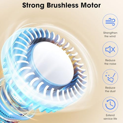 Portable Personal Fan Shirt Fan Rechargeable 8000mAh, Body Fans with 3 Speeds Faster Cooling & LED Light, Clip on Fans 30H Hands-Free Keeping Cool Outside While Camping Working in Summer Hot Weather