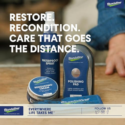 Blundstone Shoe Care Kit for Leather Boots – Includes Renovating Cream, Buffing Cloth, Waterproof Spray and Polishing Pad - color: Rustic
