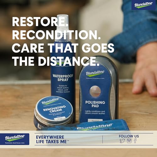 Blundstone Shoe Care Kit for Leather Boots – Includes Renovating Cream, Buffing Cloth, Waterproof Spray and Polishing Pad - color: Black
