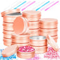 16 Pack 2oz Tin Jars, 60ml Metal Tin cans, 2Ounce Aluminum tin can jar Containers with Screw Lid for Lotion Bars, Toiletries, Creams, Samples, Makeup Cosmetic, Spices, Salve, Balms, Beard Balm - color: Rose Gold