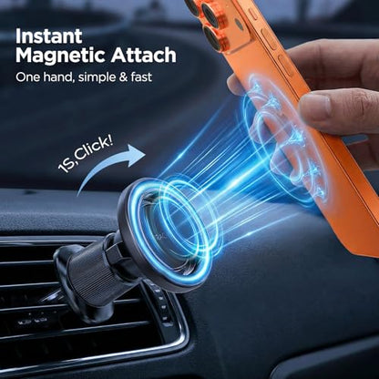 Miracase Car Phone Holder for Magsafe [Strong Magnets] Magnetic Phone Holders for Your Car, 360°Adjustable Air Vent Hands Free Cell Phone Mount Cradle Fit iPhone 17-12 & All Smartphones, Black - color: Dark Black