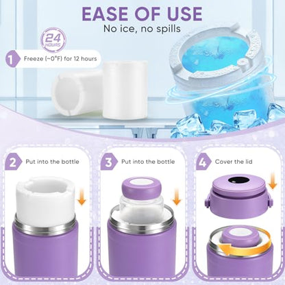22oz Portable Breast Milk Cooler for Outdoor, withTemp Display, Life Saver with 360° Total Cooling for 24 Hours, Larger Capacity Travel Breastmilk Chiller with 2pcs Baby Bottles for Breastmilk Storage