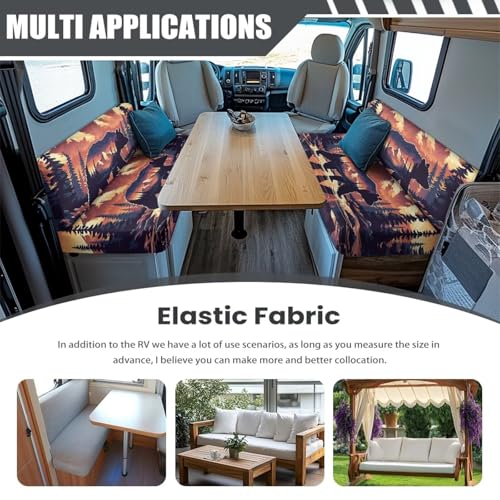 Bear RV Dinette Cushions Covers RV Sofa Furniture Protector for RV Camper Car Bench with 1 Backrest & 1 Bench Cover, Washable - color: Bear