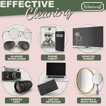 WESERWEF Design Microfiber Glasses Cleaning Cloth – Premium Cleaning Cloth for Eyeglasses, Screens, Tablets, Cameras & Lenses, 12" x 12", Ultra-Soft & Scratch-Free (Wild one) - color: Wild One