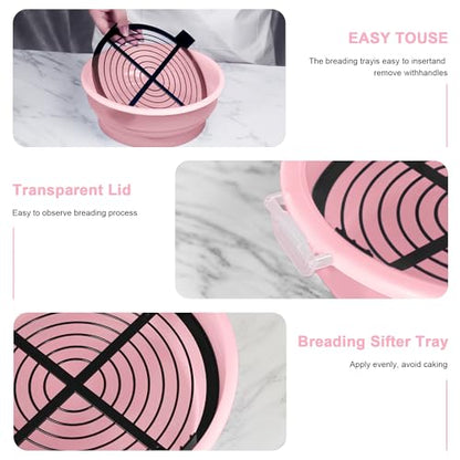 FJNATINH Collapsible Batter Bowl - Mess Free Better Breader Shaker Bowl with Lid Breading Shaker Container - Great for Fried Fish, Fried Chicken, Onion Rings, Wings & More,No Leak,Easy to Store,Pink - color: Pink