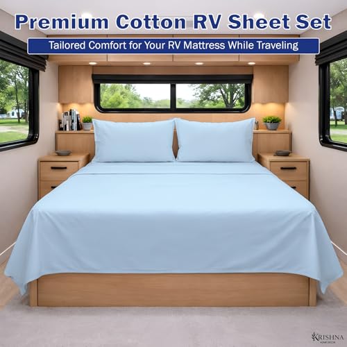 KRISHNA Queen Size 4 Piece Egyptian Cotton Sheet Set, Luxury Hotel Quality Light Blue Solid Bed Sheets, Soft Breathable Cooling Bedding, 6-10 Inch Deep Pocket Fitted Sheet - color: Light Blue Solid, size: Queen : 60" x 80"