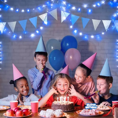 JMEXSUSS 2 Pack Blue and White Battery String Lights, Each 33ft 100 LED Battery Powered Christmas Lights with Remote for Outside Party Birthday - color: Blue&White, size: 2*100LED