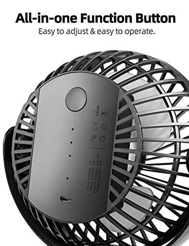 Viniper 6 inch Rechargeable Clip on Fan, 5000mah Battery Desk Fan : 360° Rotation & 3 Speeds Strong Wind Portable Fan, 8-30 Working Hours, Quiet and Powerful (Black) - color: Black, style: 5000mah Clip fan