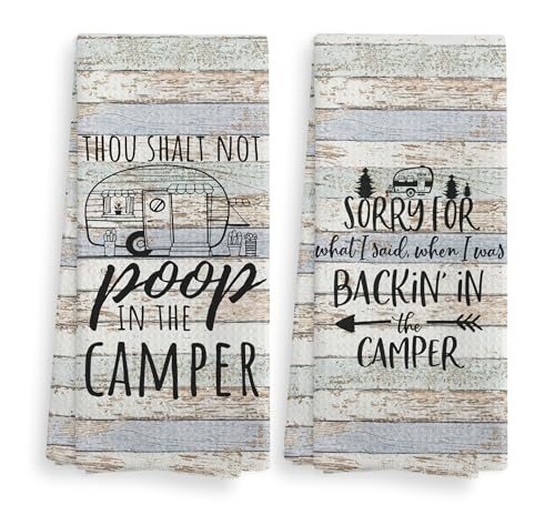 Thou Shalt not P in The Camper Kitchen Towels and Dishcloths Sets of 2,Campsite Cabin RV Drying Cloth Hand Towels Tea Towels for Bathroom Kitchen,Campers Camping Lovers Gifts,16×24 inches - color: Recreational Vehicle-4