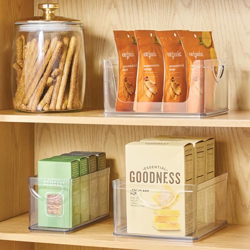 iDesign Plastic Stackable Kitchen Cabinet Storage Bin, Clear, 4-Pack | With Handles, Pantry Organizer - style: Pack of 4