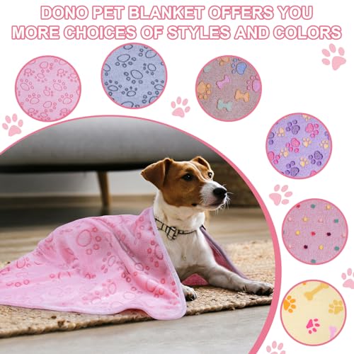 Dono 1 Pack 3 Dog Blankets, Soft Fluffy Fleece Pet Blanket Warm Sleep Mat Paw Print Design Puppy Kitten Throw Blankets Doggy Blanket for Dogs - color: Pink Bone, size: Medium(30*20")