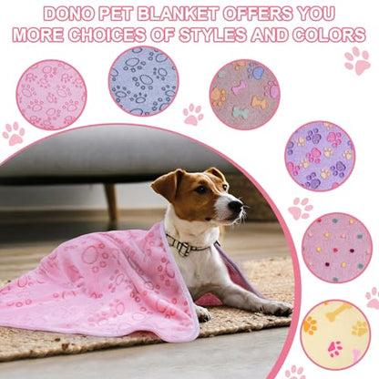 Dono 1 Pack 3 Dog Blankets, Soft Fluffy Fleece Pet Blanket Warm Sleep Mat Paw Print Design Puppy Kitten Throw Blankets Doggy Blanket for Dogs - color: Pink Bone, size: Medium(30*20")