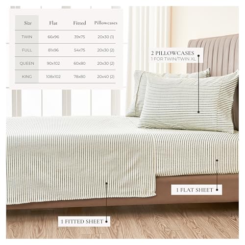 Great Bay Home Twin Size Stripe Microfiber Sheet Set - 3-Piece Ultra-Soft Bedding Sheets & Pillowcases - Wrinkle Free, Comfortable, All-Season Bed Sheets (Blue) - color: 06 Stripe - Blue, size: Twin