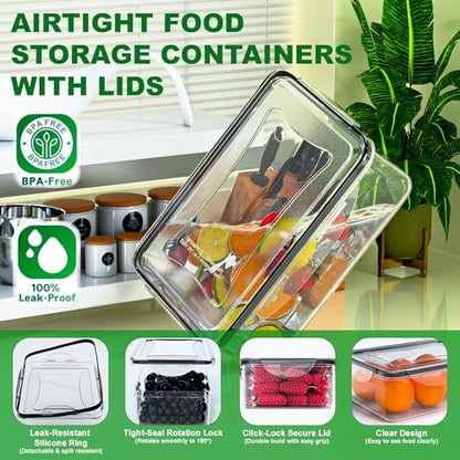 54 Pcs Food Storage Containers with Lids Airtight, (27 Containers &27 Lids) Reusable BPA-Free Plastic Food Containers for Kitchen Organization, Leak Proof Freezer/Microwave Safe Meal Prep Lunch Boxes - color: 54 Pcs