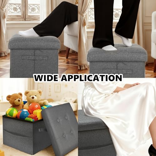 ALASDO Storage Ottoman Footrest Stool Small Ottoman with Storage Foldable Ottomans Foot Rest Footstool Bench for Living Room 17x13x13inches Grey - color: Grey