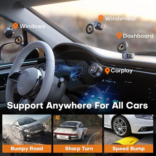 Car Phone Holder, 360°Adjustable Magnetic Phone Holder for Car, Foldable Suction Cup Phone Mount, Phone Holders for Your Car for iPhone 17/16/15/14/13/12 Series - color: Black