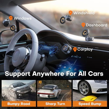 Car Phone Holder, 360°Adjustable Magnetic Phone Holder for Car, Foldable Suction Cup Phone Mount, Phone Holders for Your Car for iPhone 17/16/15/14/13/12 Series - color: Black
