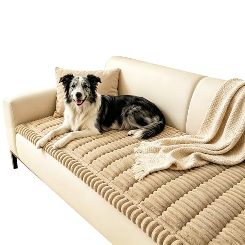 Capslpad Couch Covers for Dogs Washable Non Slip Pets Sofa Covers Fuzzy Sofa Slipcover Geometric Pet Friendly Mat Cushion Protector Travel Pet Mat for Living Room Car Back Seat, Brown 27.5"x59" - color: Brown, size: 27.5"x59"
