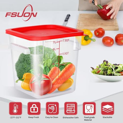 4 Pack Clear Food Storage Containers with Lids and Handles Polycarbonate Square Commercial Food Containers, NSF (8Qt) - color: 8Qt