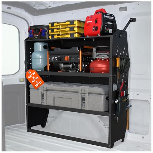 MELIPRON Cargo Van Shelves Fit for Ford Transit Connect, Ram ProMaster City, Nissan NV200, Chevy City Express, Heavy-Duty Steel Work Van Shelving Organizer and Storage, 42" W x 43" H x 13" D - size: 42" W x 43" H x 13" D