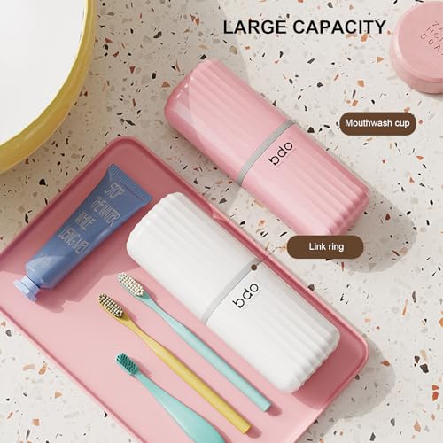 Toothbrush Travel Case Portable Clear Grey Toothbrush Holders with Cover, Leakproof Toothbrush & Toothpaste Holder for Traveling School Camping Business Trip Bathroom - color: 1 Pc-b-pink