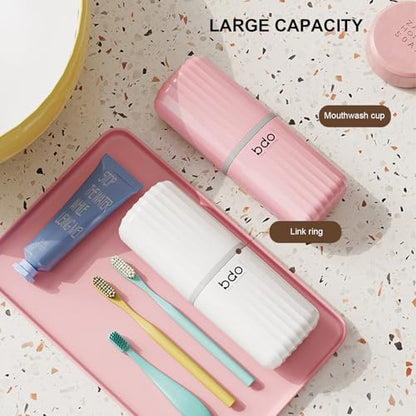 Toothbrush Travel Case Portable Clear Grey Toothbrush Holders with Cover, Leakproof Toothbrush & Toothpaste Holder for Traveling School Camping Business Trip Bathroom - color: 1 Pc-b-pink