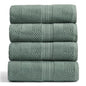 Springtree Home 100% Cotton Bath Towel Set of 4 | Green Bath Towels | Geometric Textured Design | Absorbent & Quick-Dry | 4 Bath Towels | Oeko-TEX® Standard 100 Cotton | Myla Collection - Lily Pad - color: Lily Pad Green, size: Bath Towel (4 Pack)