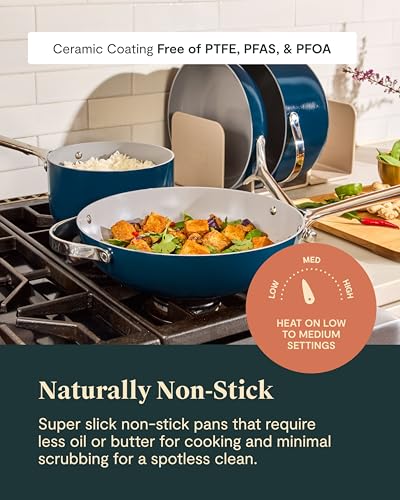 Caraway 24-Piece Nonstick Ceramic Cookware Set - Includes Fry Pans, Sauce, Sauté Pan, Dutch Oven, Petite Cooker, Stir Fry, Rondeau, Stock Pot, Lids & Storage Organizers - Navy - size: 24pc Set